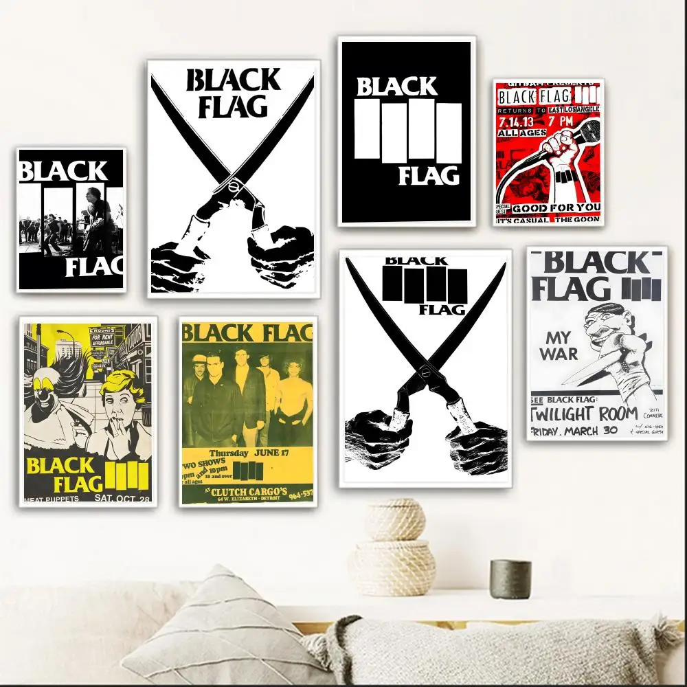 Raw Punk B-Black Flag Hardcore Music Gig Poster Style Poster retro art living room decoration bar Promotional