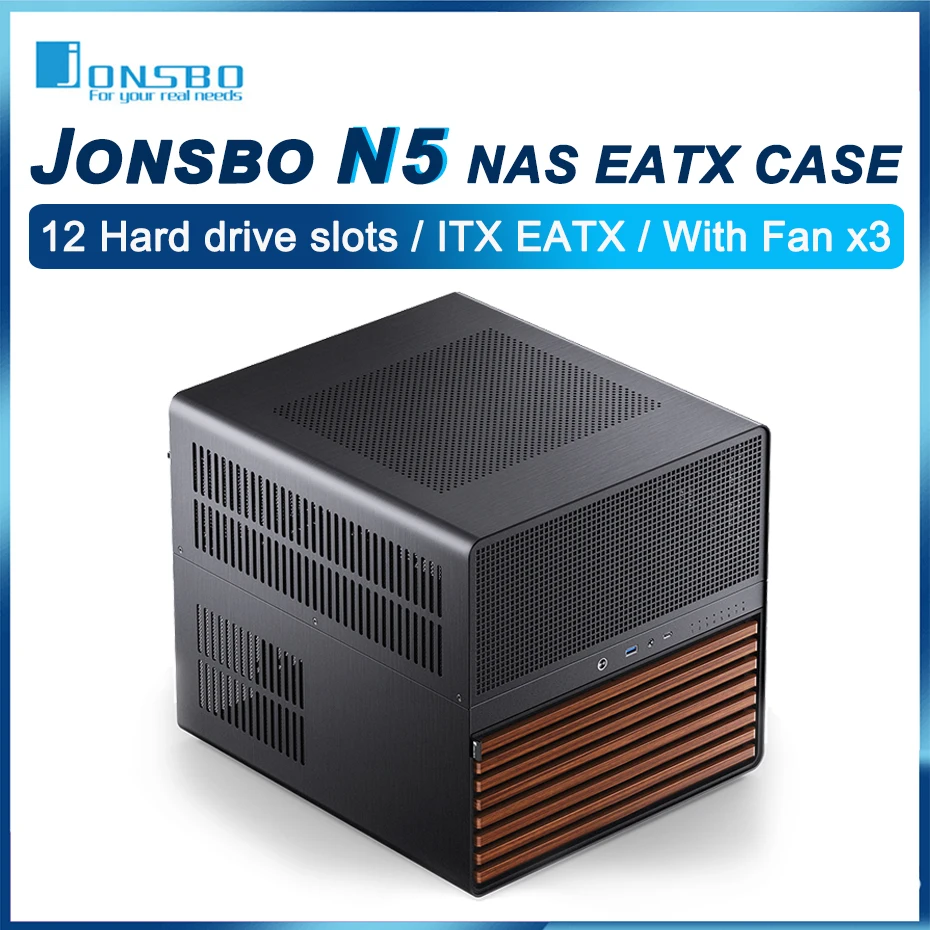 JONSBO N5 NAS EATX Case Support ITX/M-ATX/ATX/E-ATX Motherboards 12 Hard Disk Space With Fan 240 Water Cooling Desktop Chassis