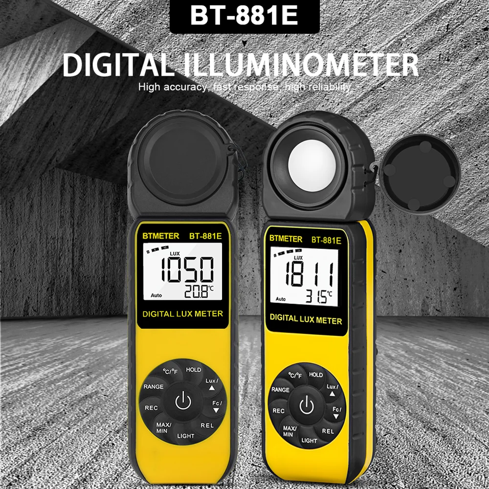 

BT-881E Digital Illuminance Measure Lights 0.01~300,000 Lux Rotated Sensor Light Meter for Plants LED Lights Instrumentation