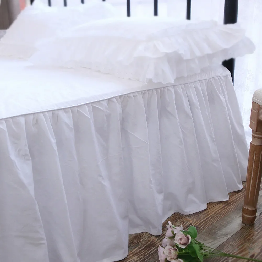 White Bed Cover Home Cotton Bed Sheet in King Size Protector Cover Skirt Type Bedspreads Sheets Couvre Lit colchas Coverlets