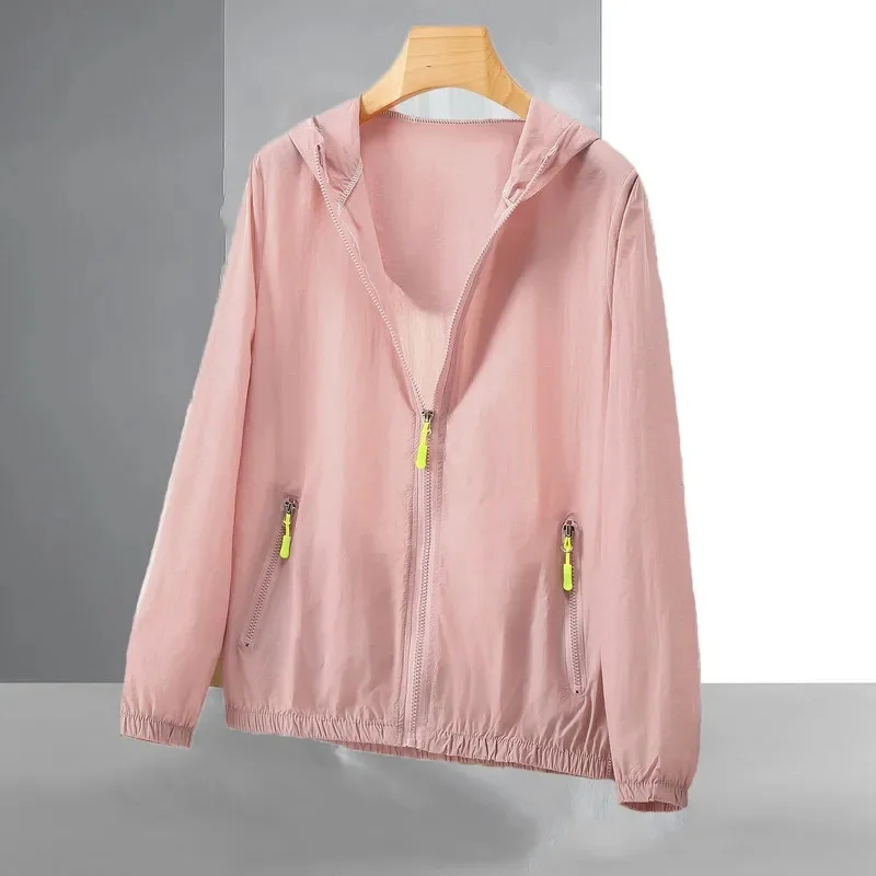2024 New Fashion Hooded Windbreaker Jacket Women Sun Protection Jacket Zipper Bomber Jacket Autumn Casual Thin Coat Outerwear