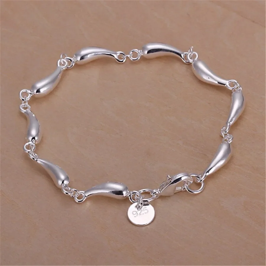 

New Arrive 925 Sterling Silver Bracelet Water Drop Chain For Women Lady Fashion Design Jewelry Charm Wedding Party Noble Gifts