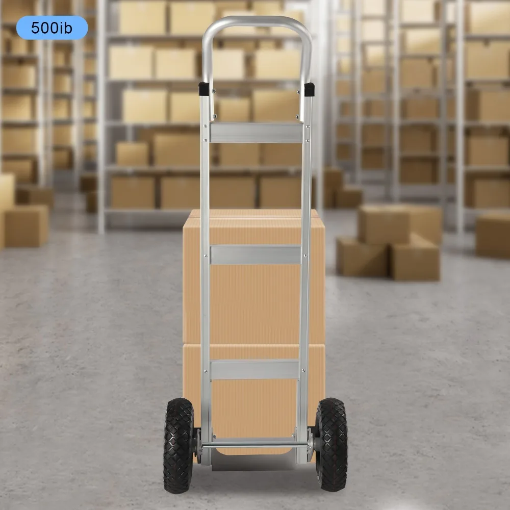 

500lbs Capacity Aluminum Hand Truck Heavy Duty Industrial Dolly Cart with Wheels for Office Warehouse Supermarket