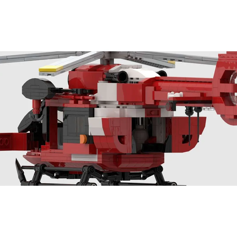 

MOC-134608 New Urban Red Air Helicopter Building Block Model, 803 Parts, Boys' and Children's Birthday and Christmas Toy Gift