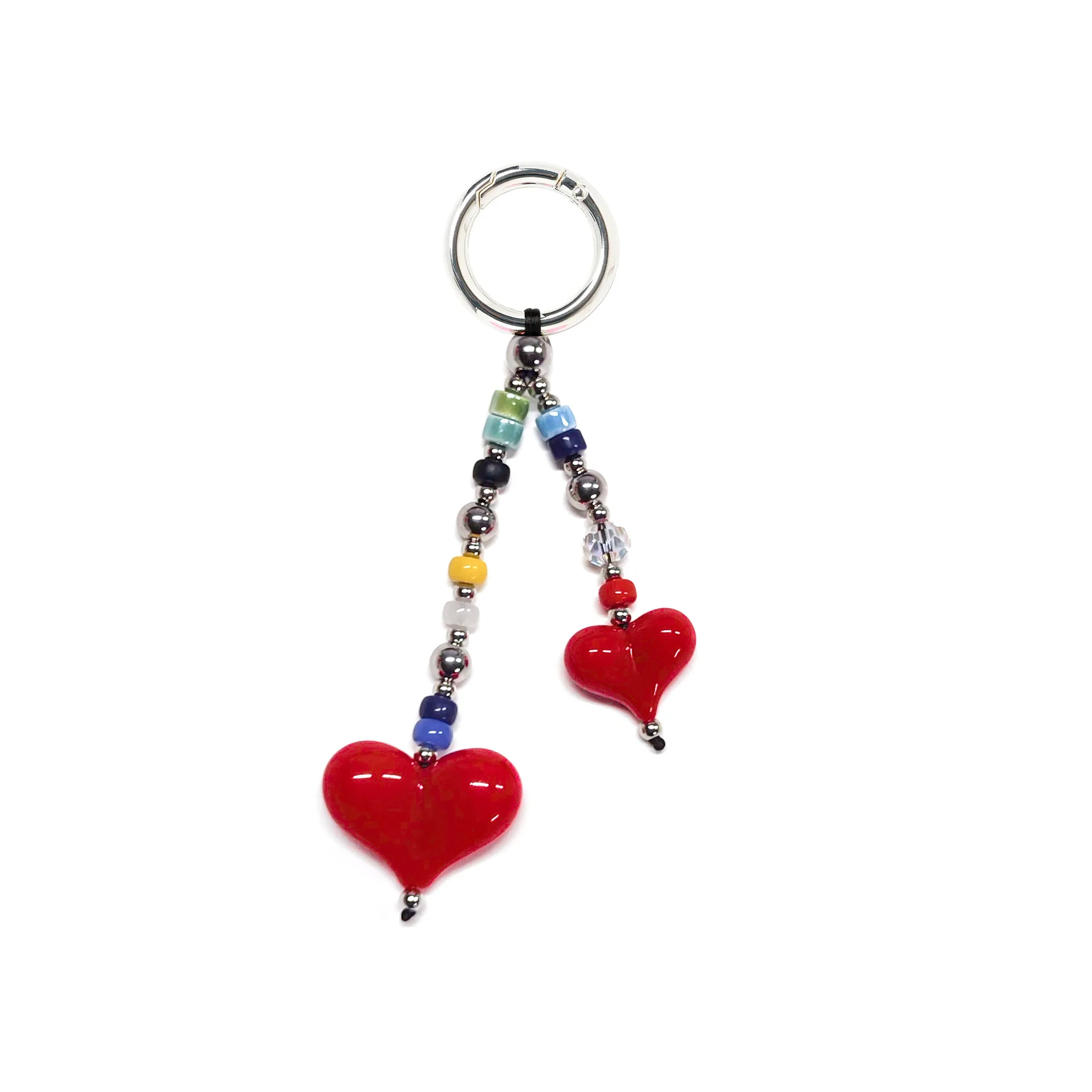 HERLOOK Bag Charm for Women Big Love Heart Keychain Beads Chain for Key & Bags Trendy Y2K Accesories