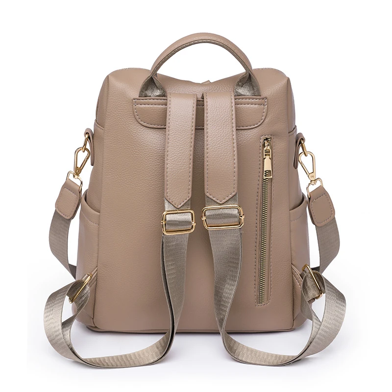 2023 Leather Backpack Women Solid Color Fashion Trend Casual Large Capacity Ladies Travel Bag School Backpack for Teenage Girls