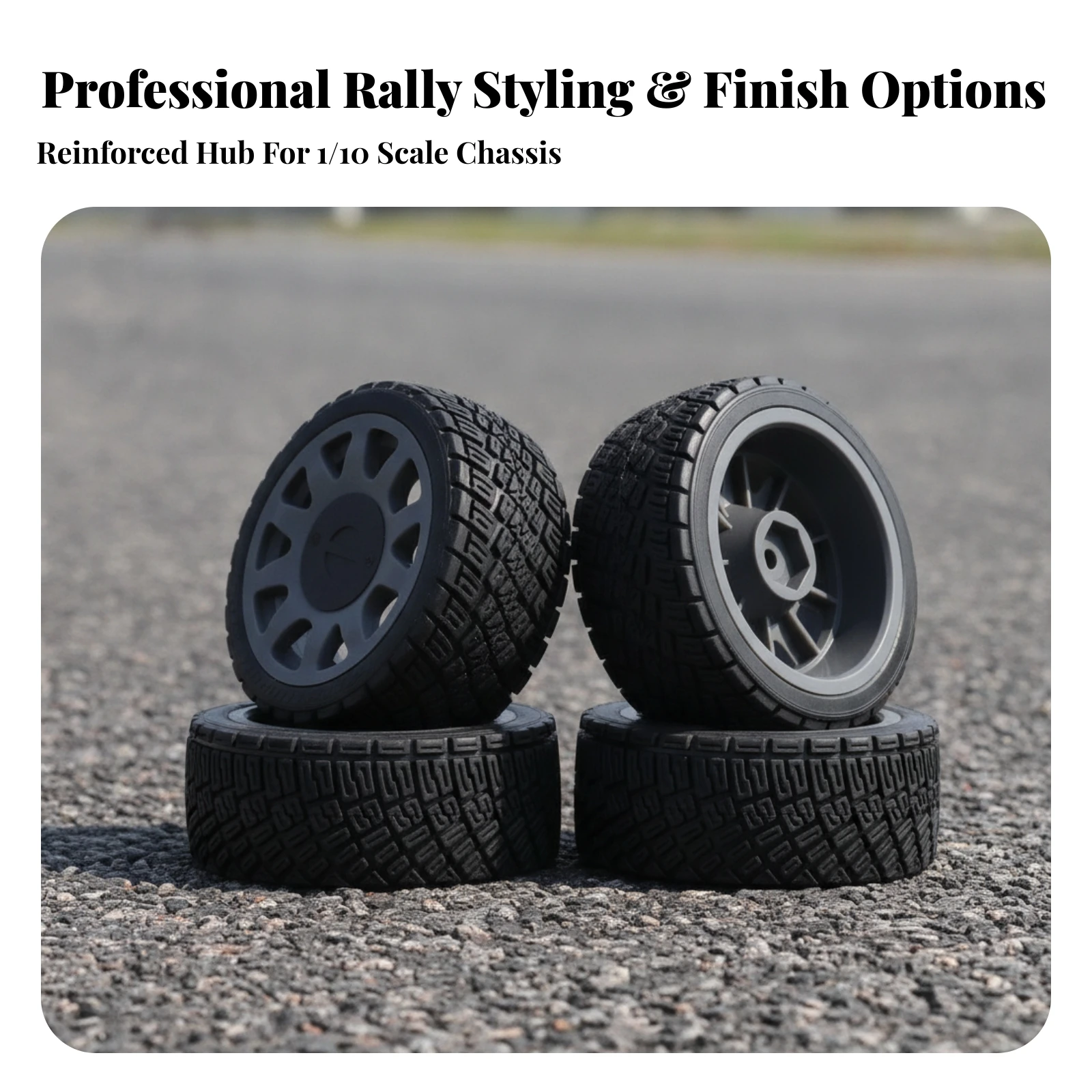 RC Wheel with Treaded Tire Grip Wheel Tire Set Accessory Non-Slip Long-Lasting for Flat-Surface Driving