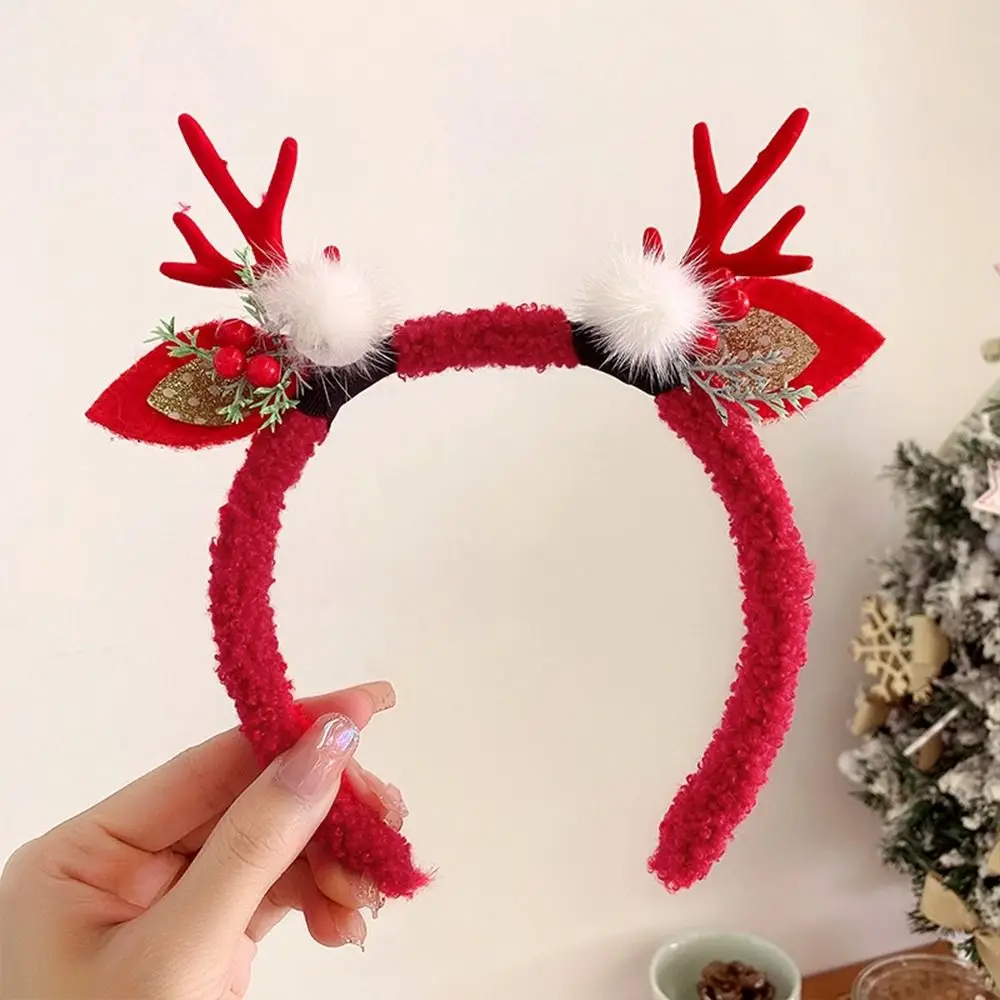 

Christmas Decoration Christmas Headband Elf Elk Hair Hoop Antlers Headband New Year Hair Band Reindeer Deer Horn Hair Band
