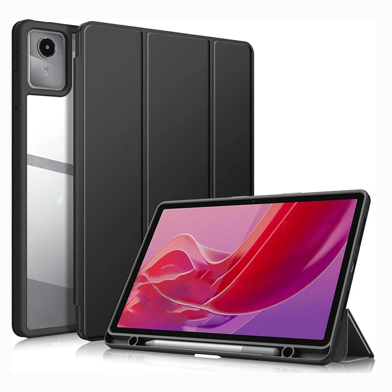 For Lenovo Xiaoxin 11in Tri-Fold Acrylic Tablet Protective Case with Pen Slot TB335 Full Coverage