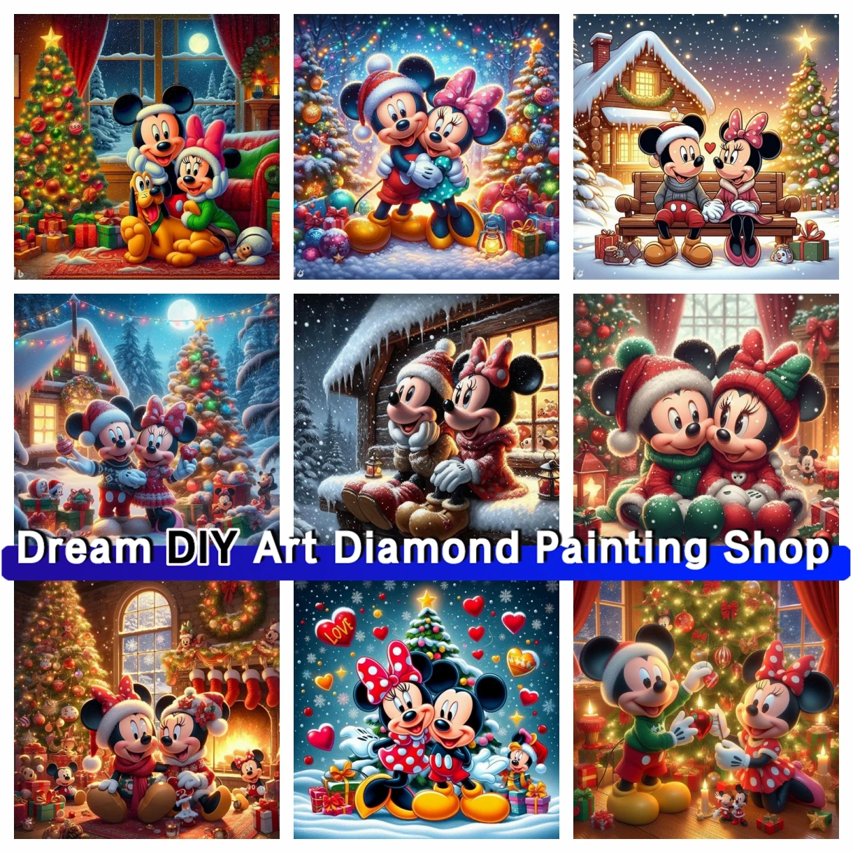 

Mickey and Minnie Celebrate Christmas Diamond Painting Disney Cartoon Embroidery Cross Stitch Picture Home Decor Childrens Gifts