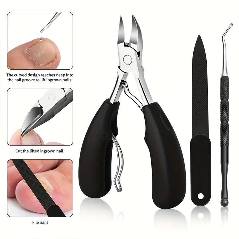 5pcs Professional Heavy-Duty Nail Clipper Set, Stainless Steel Blades, Ideal for Ingrown Nails, Includes Slant Tip Clippers