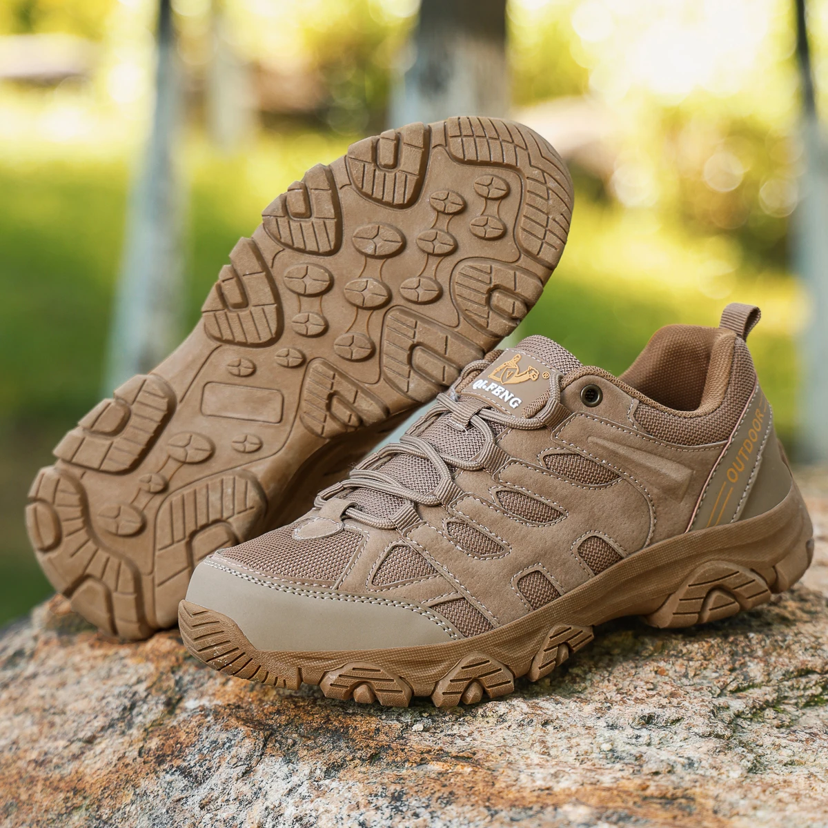 Men Shoes Retro Mountain Sneakers Winter Hiking Leather Shoe Sport Outdoor Off-Road Black Trail Running Footwear Low Top Spring