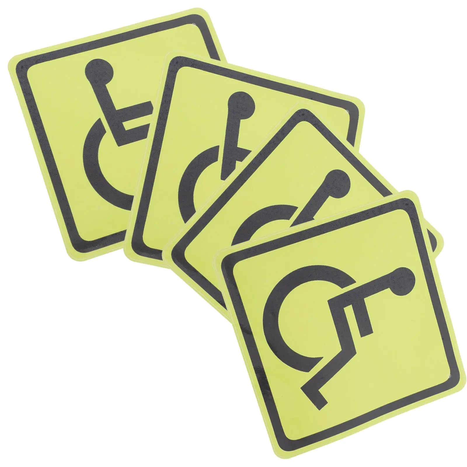 

4 Pcs Disability Identification Stickers Paper High Visibility Wheelchair Accessible Signs Safety Warning Decals