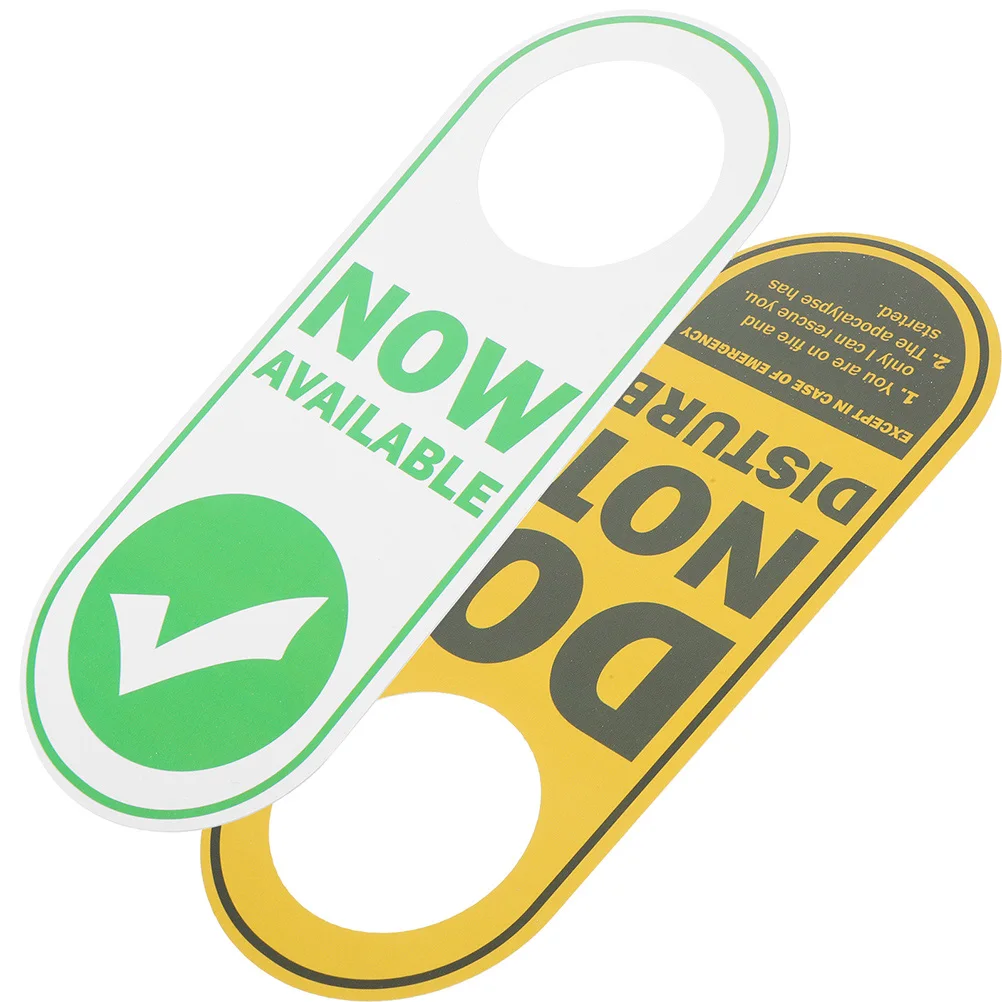 

2Pcs English Do Not Disturb Door Sign Tear Resistant PVC Double Sided Hanging Sign Hotel Office Door Knob Pendant
