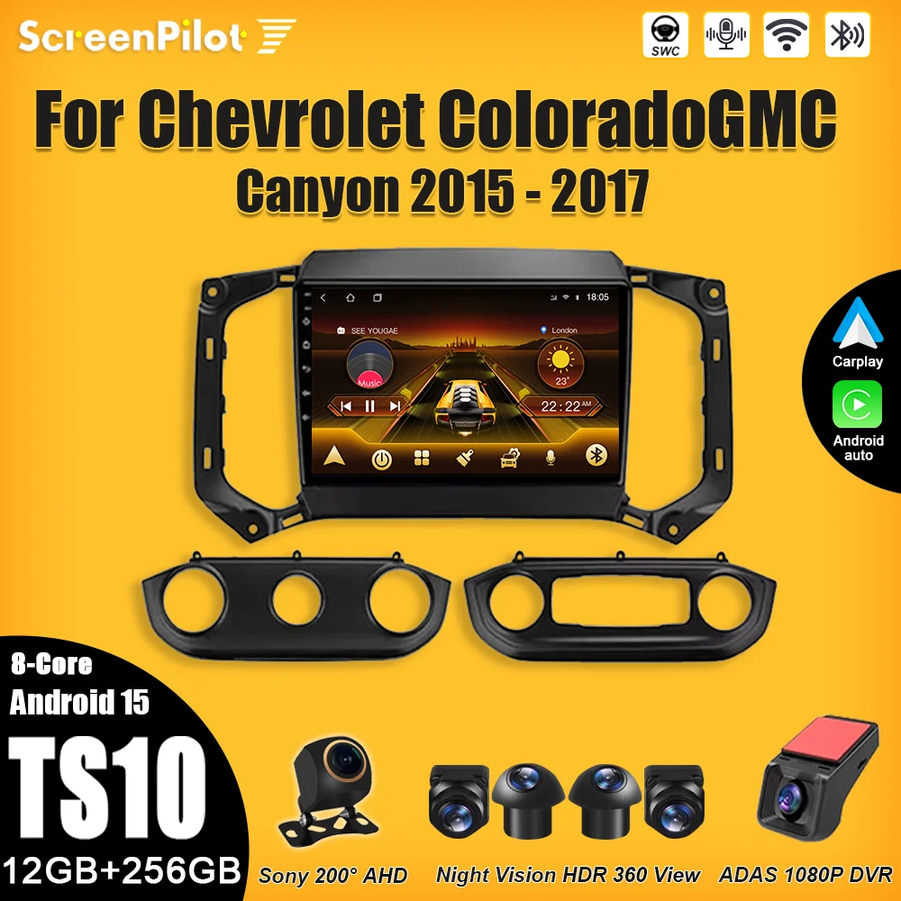 For Chevrolet ColoradoGMC Canyon 2015 2016 2017 Android 16 Car Radio 2 din Multimedia Video Player Carplay Mirror Link