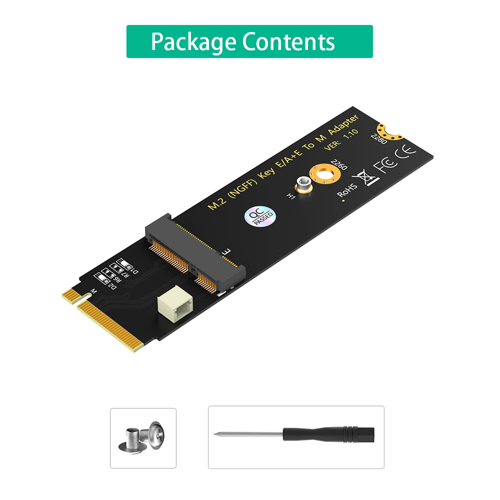 Upgrade Version M.2 NGFF A+E key WiFi/Bluetooth Card to M.2 Key M Adapter Card for Intel AX200/AX201/AX210