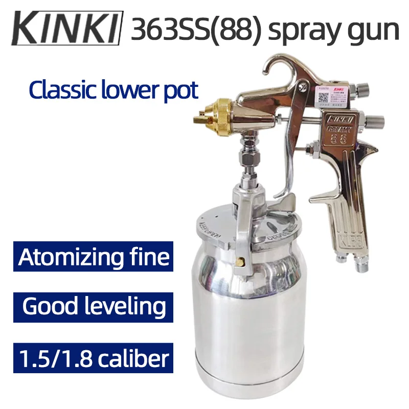 Japanese KINKI 88 Spray Gun Traditional Pot 1.5mm/1.8mm Automotive High-Pressure Paint Tool Pneumatic Can