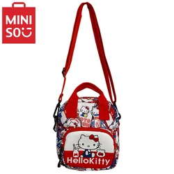 Miniso Hello Kitty Women's Bag Cute Casual Shoulder Bag Cartoon Print Mini Children's Crossbody Bag Nylon Small Square Bag