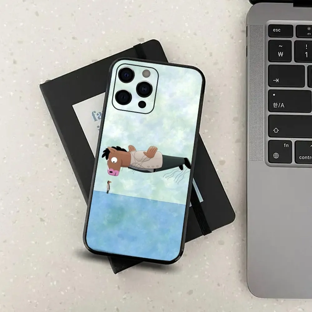Cartoon B-BoJack H-Reiter Handyhülle für Apple iPhone 15,14,13,12,11,Pro,X,XS,Max,XR,Plus,Mini Soft Black Cover