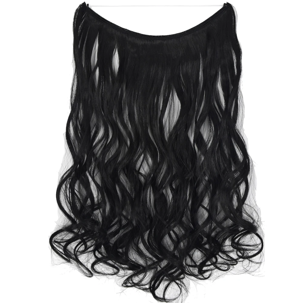 TOPREETY Synthetic Heat Resistant Curly Elasticity Invisible Wire Hair Extensions 8008