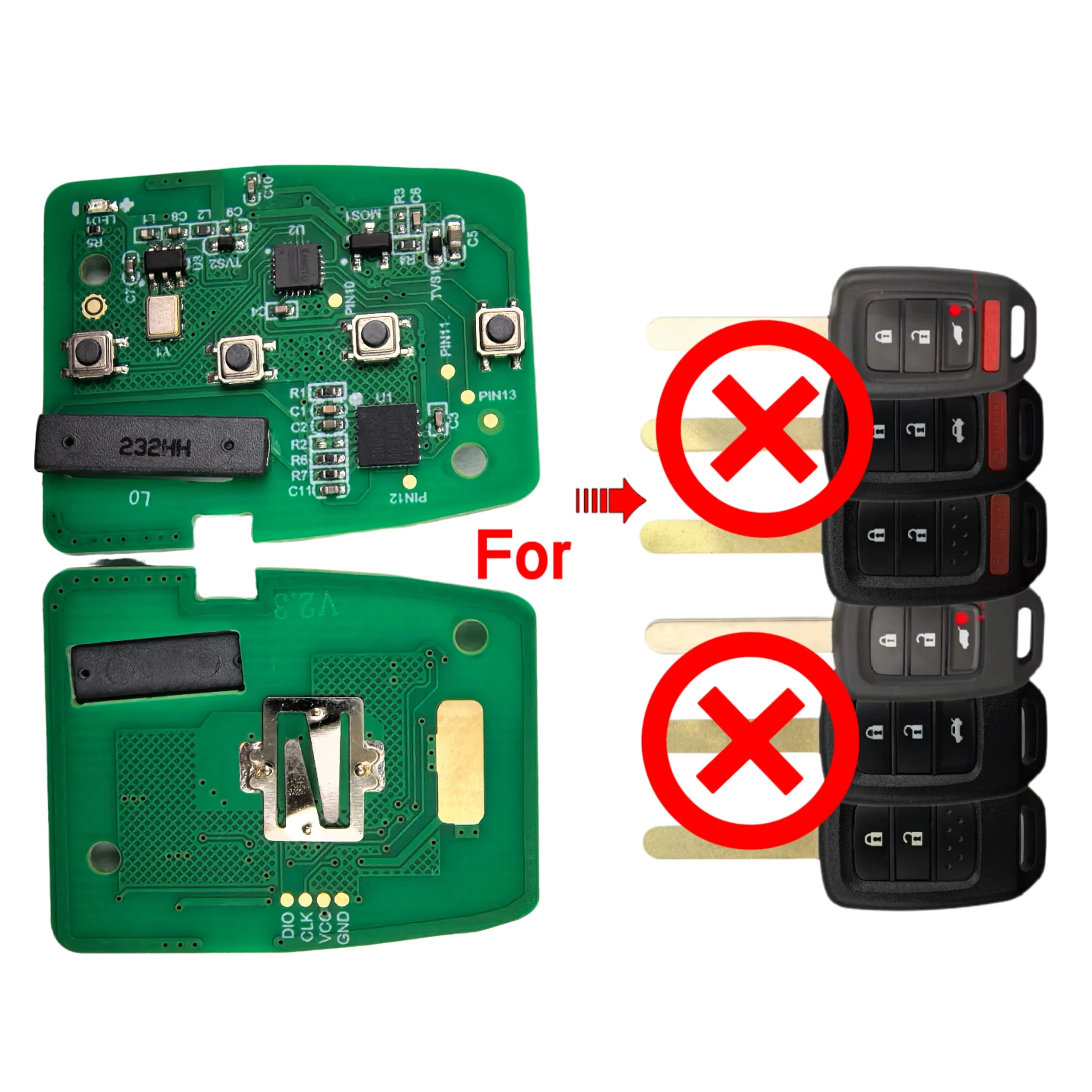 Jingxin Autoschlüssel-PCB-Leiterplatte ID47/7961 Chip-Fernbedienungsschlüssel für Honda 2013-2015 CRV 2013-2017 Accord Civic Fit MLBHLIK6-1TA – Detail 1