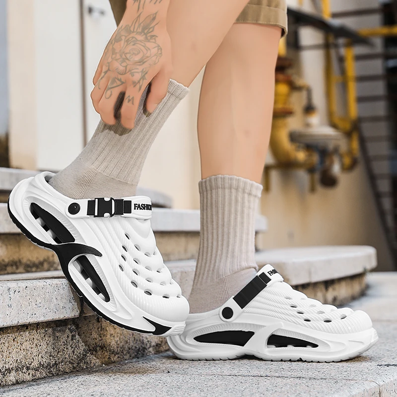 Men's Summer Outdoor Sports Toe-Toe Slippers, Thick-Soled Sandals for Wading in the Water and Beach