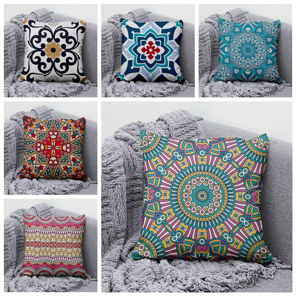 

Bohemia Symmetry Pattern Car Cushion Pillowcase Living Room Home Decoration Sofa Pillowcase Throw Pillows Decoration For Home