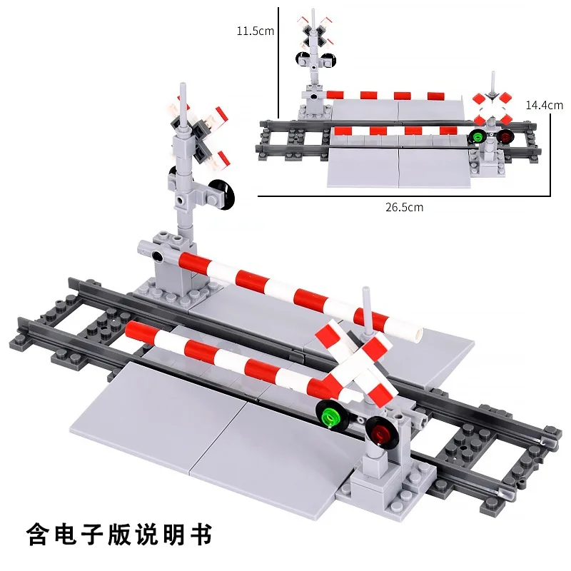 MOC-bloques de construcción City Train barandilla Crossing Railway Express, juguetes para niños, regalos para niños, Ideas creativas expertas