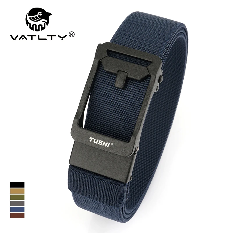 VATLTY New Men's Elastic Belt Matte Metal Automatic Buckle Casual Belt Tight Nylon Adjustable Stretch Belt Male Waistband