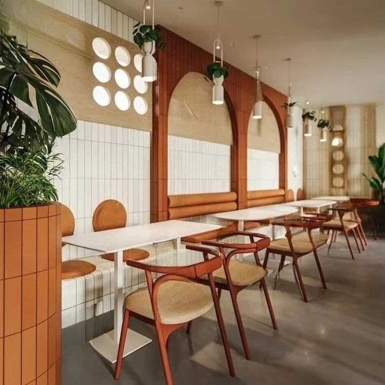 Custom Decor Dessert MilkTea Coffee Restaurant Furniture Chandelier Decoration High Chair Bar Stools  Restaurant Dining Chair