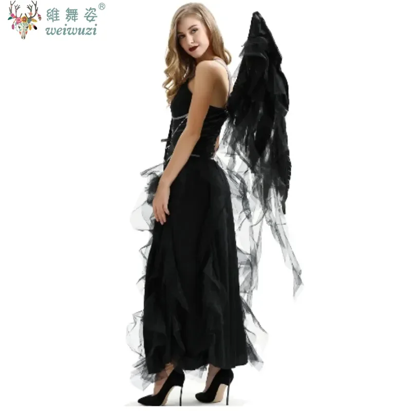 Halloween Fancy Party Dress NEW Deluxe Lady Dark Fallen Angel Costume Gothic Vampire Evil Demonic Roleplay Cosplay Carnival