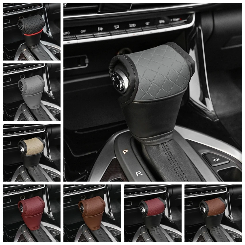 

Car Gear Shift Knob Cover Leather Gear Shift Non-Slip Grip Handle Protective Cover Automatic Transmission Car Interior Styling