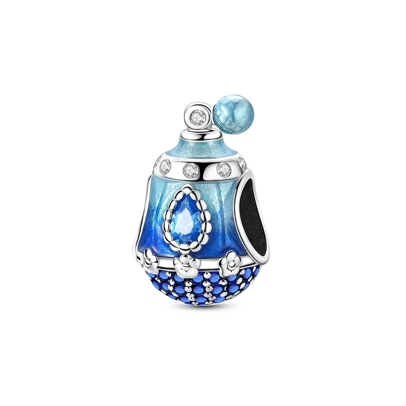 

925 Sterling Silver Charms Bead CZ Zircon Blue Perfume Dangle Fit Original Bracelet DIY Women Jewelry Gift