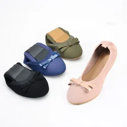 Bowtie Flats Shoes Women Luxury Brand Foldable Ballet Flats Woman Fashion Shallow Boat Shoes Slip on Loafers Mocasines Mujer