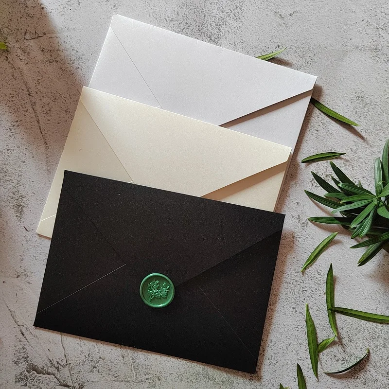 Custom Western V-Flap Envelopes for A5 Invitation Cards, Thick Iridescent Paper or Matte Paper for Choice, 50Pcs