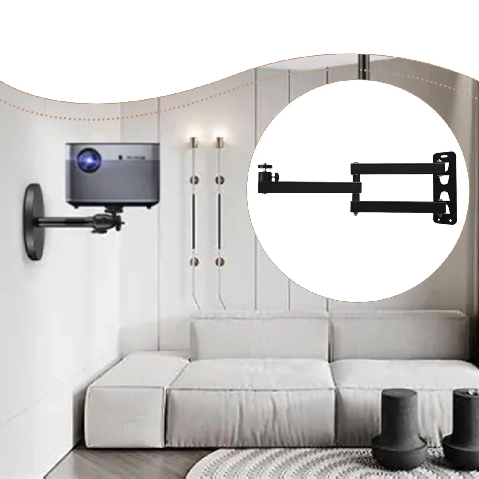 

Projector Wall Mount Bracket Universal Space Saving,Iron Black Foldable Projector Holder for Home Theater Living Room Bedroom