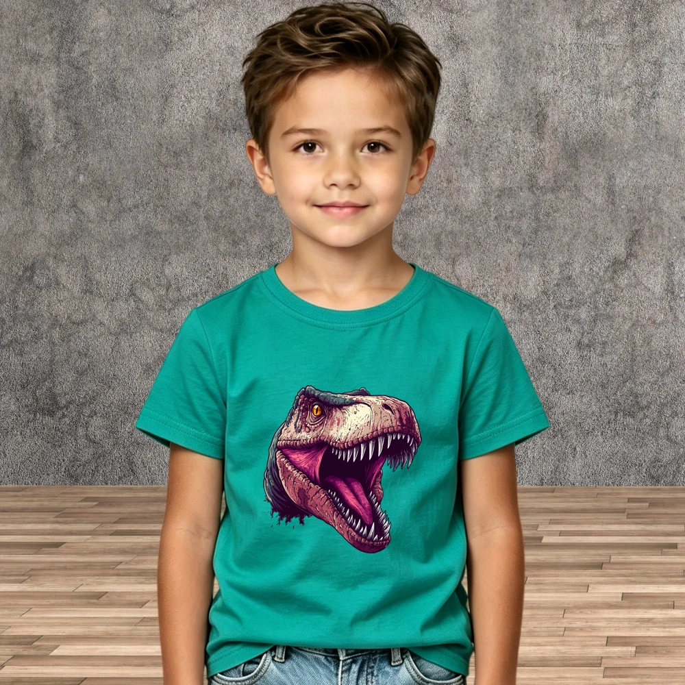 Thin Cotton Boys Dinosaur Graphic T-shirt Summer Children Daily Short Sleeve Shirts