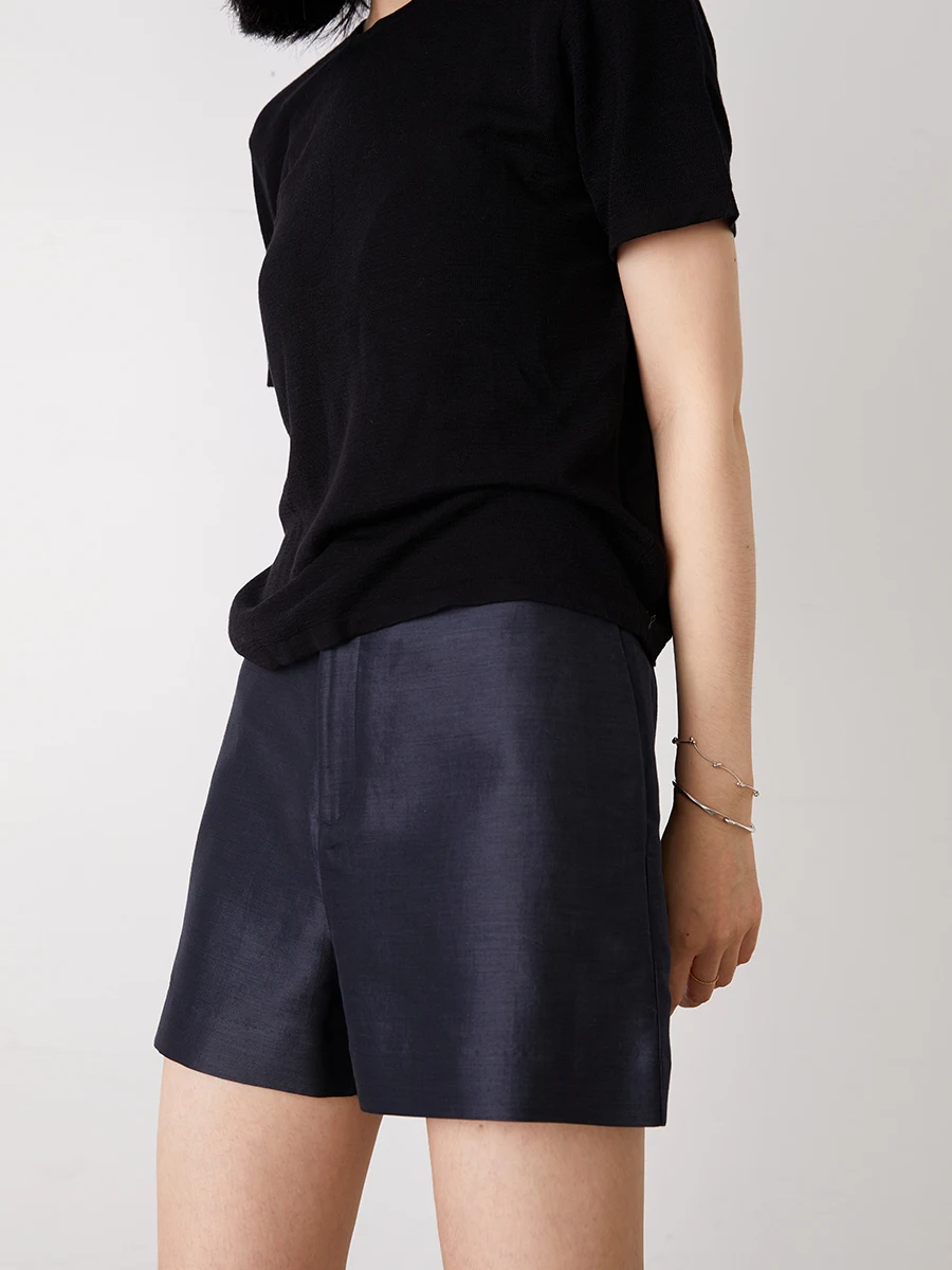 

Шорты Gaoguo из тяжелого шелкового хлопка с люминесцентным эффектом, синие, повседневные, прямые, с эластичным поясом