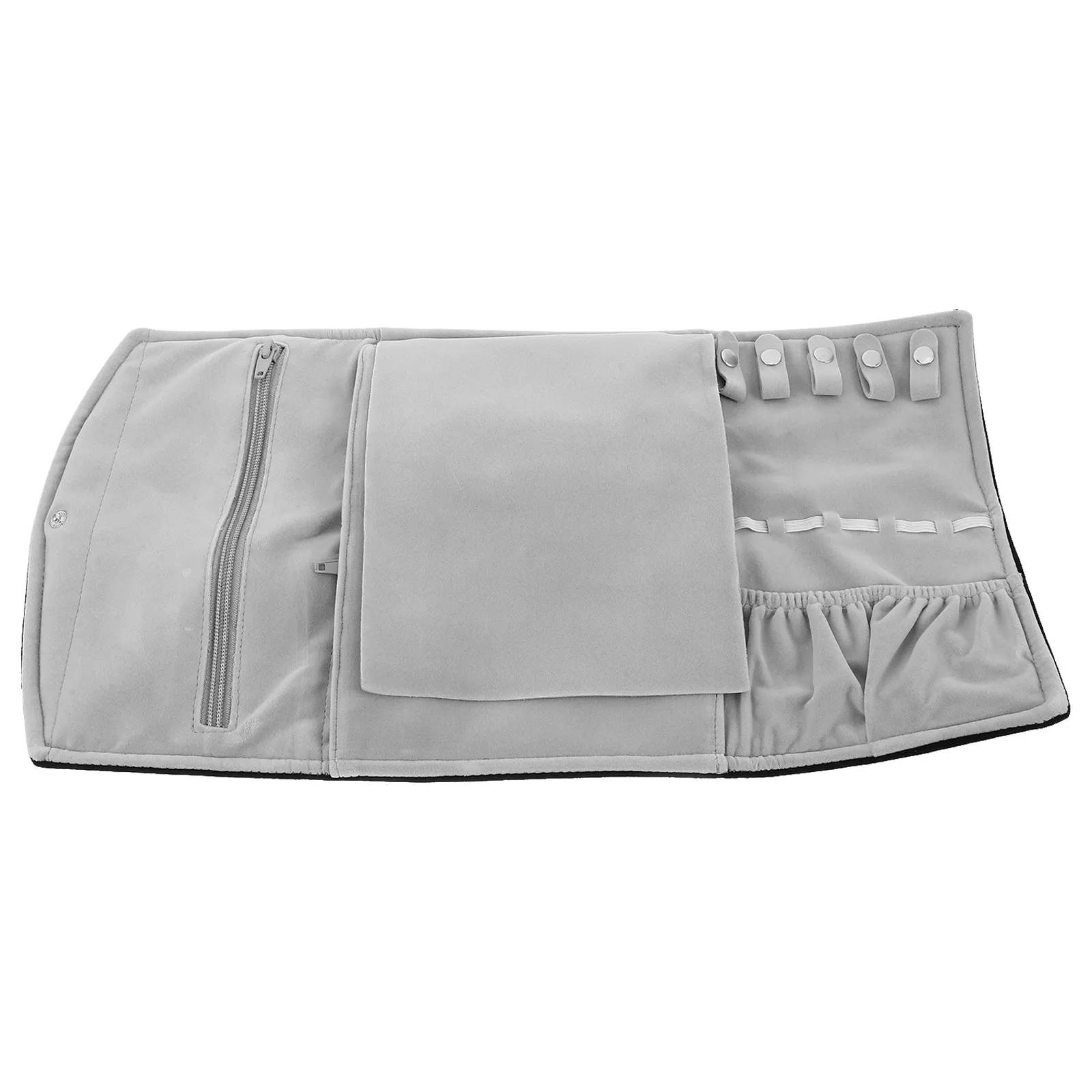 

Мягкий дорожный органайзер для украшений с несколькими отделениями: чехол для хранения ожерелий, колец, серег, портативный, устойчивый к царапинам.