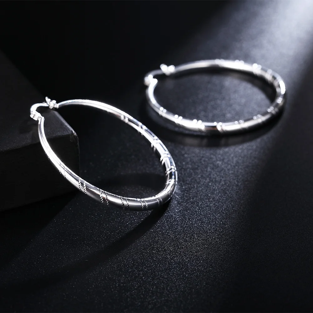 3/4/5/6 cm große Kreolen aus 925er Sterlingsilber, hochwertiger Modeschmuck, Weihnachtsgeschenk, Hochzeitsohrringe für Frauen – Detail 4