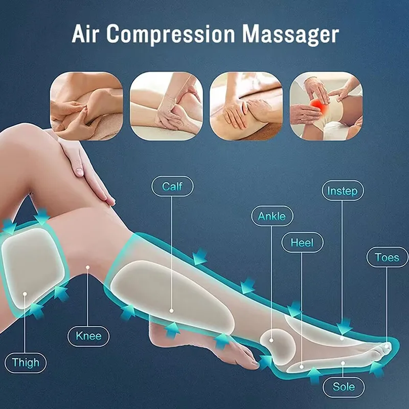 Electric Air Compression Foot Leg Massager Circulation health care Therapy Shiatsu Calf Thigh Compression Massage Pain Relief