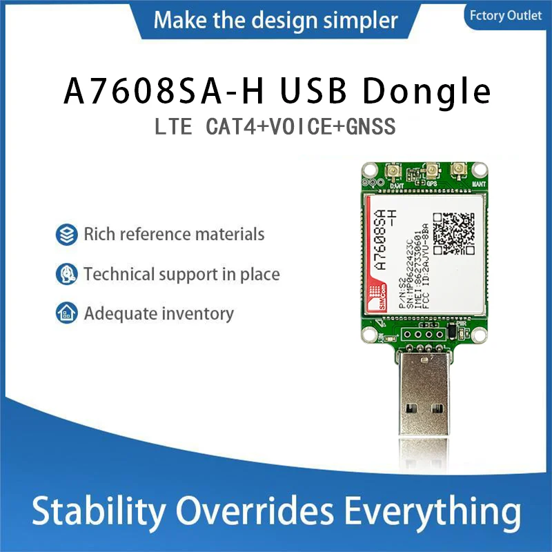 SIMcom LTE CAT4 USB Dongle A7608SA-H suporrt Data Voice GNSS Optional