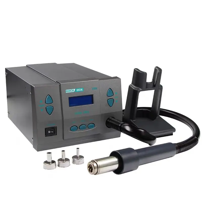 

Quick 861X smart lead-free hot air rework station hot Gun Soldering Station with 3 air nozzle 1300W Desoldering Station