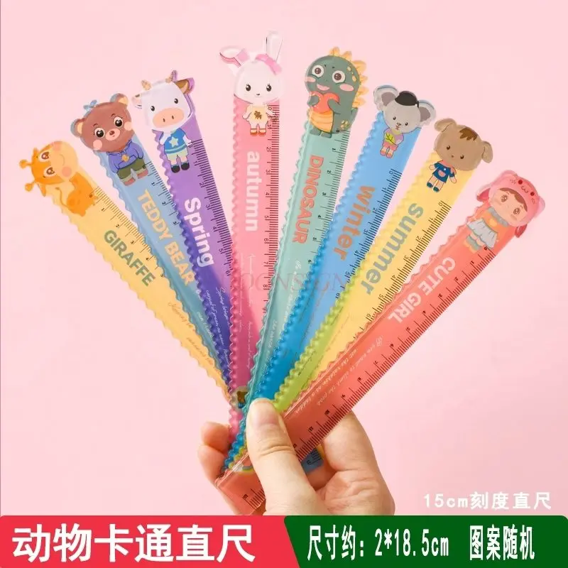10pcs Straight ruler for elementary school students, high aesthetic value, multifunctional ruler with wavy lines, student