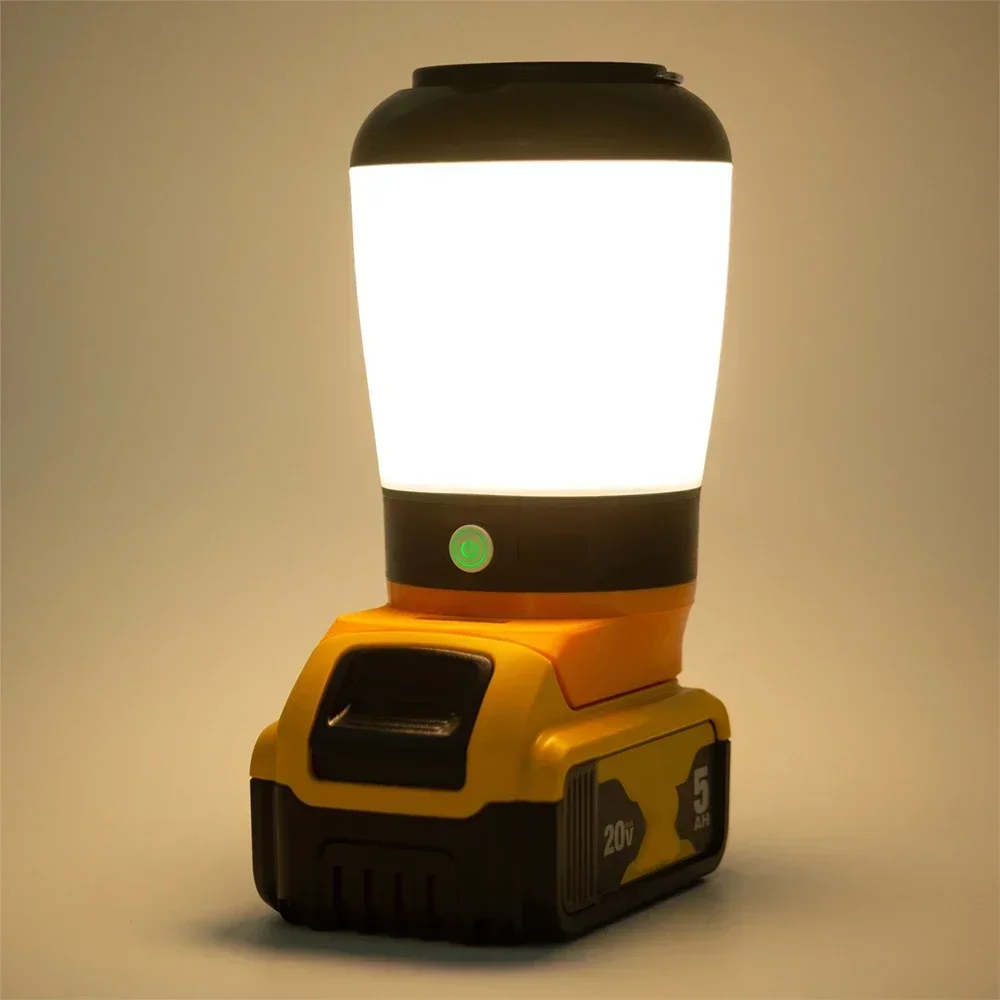 Portable Adjustable For DeWalt 18V DCB206 DCB205 Lithium Battery LED Work Light Workshop Family Camping Travel Lantern