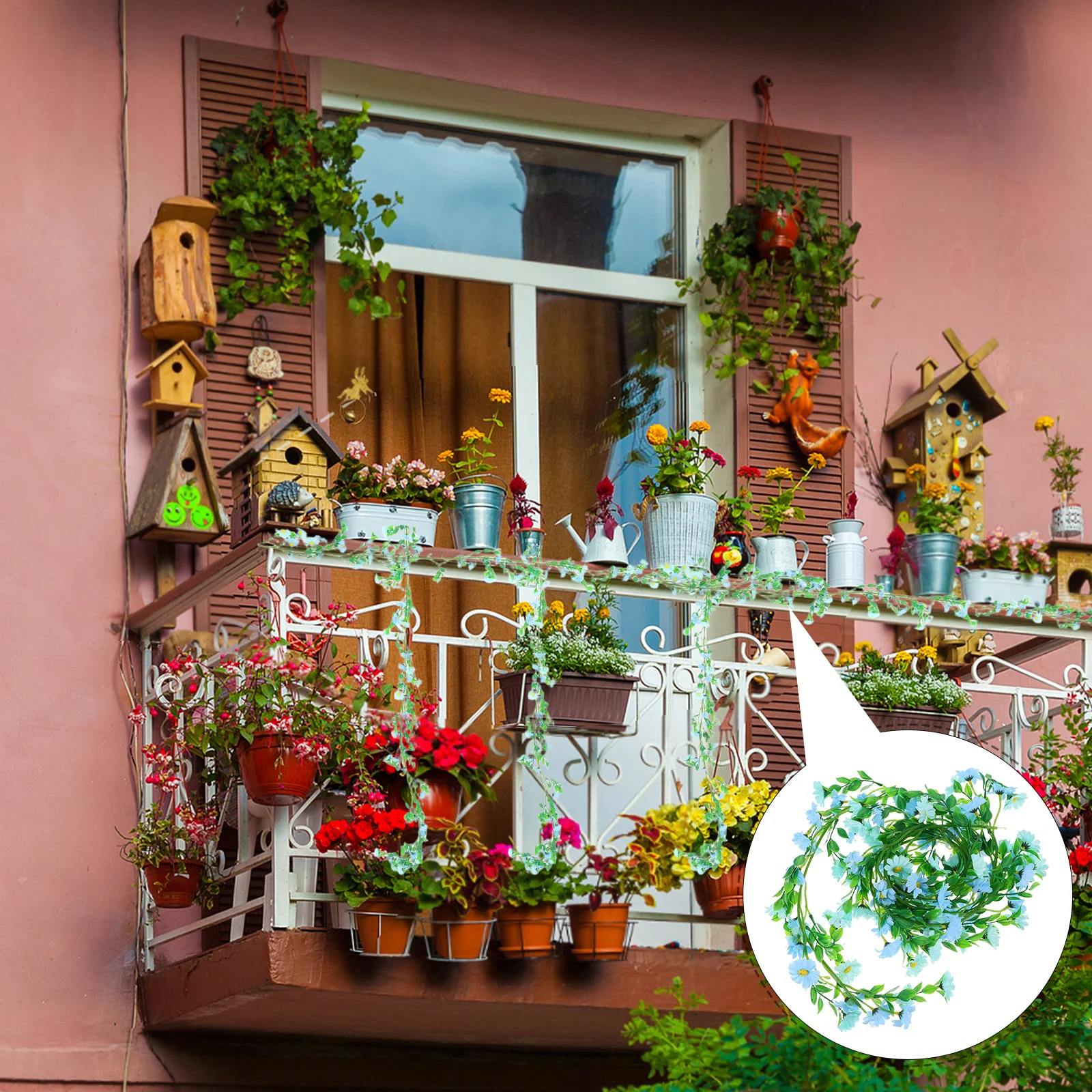 

Artificial Daisy Sunflower Garland Silk Wildflower Vine Spring Fake Flower Vine Daisy Wreath Garden Decoration Outdoor Home