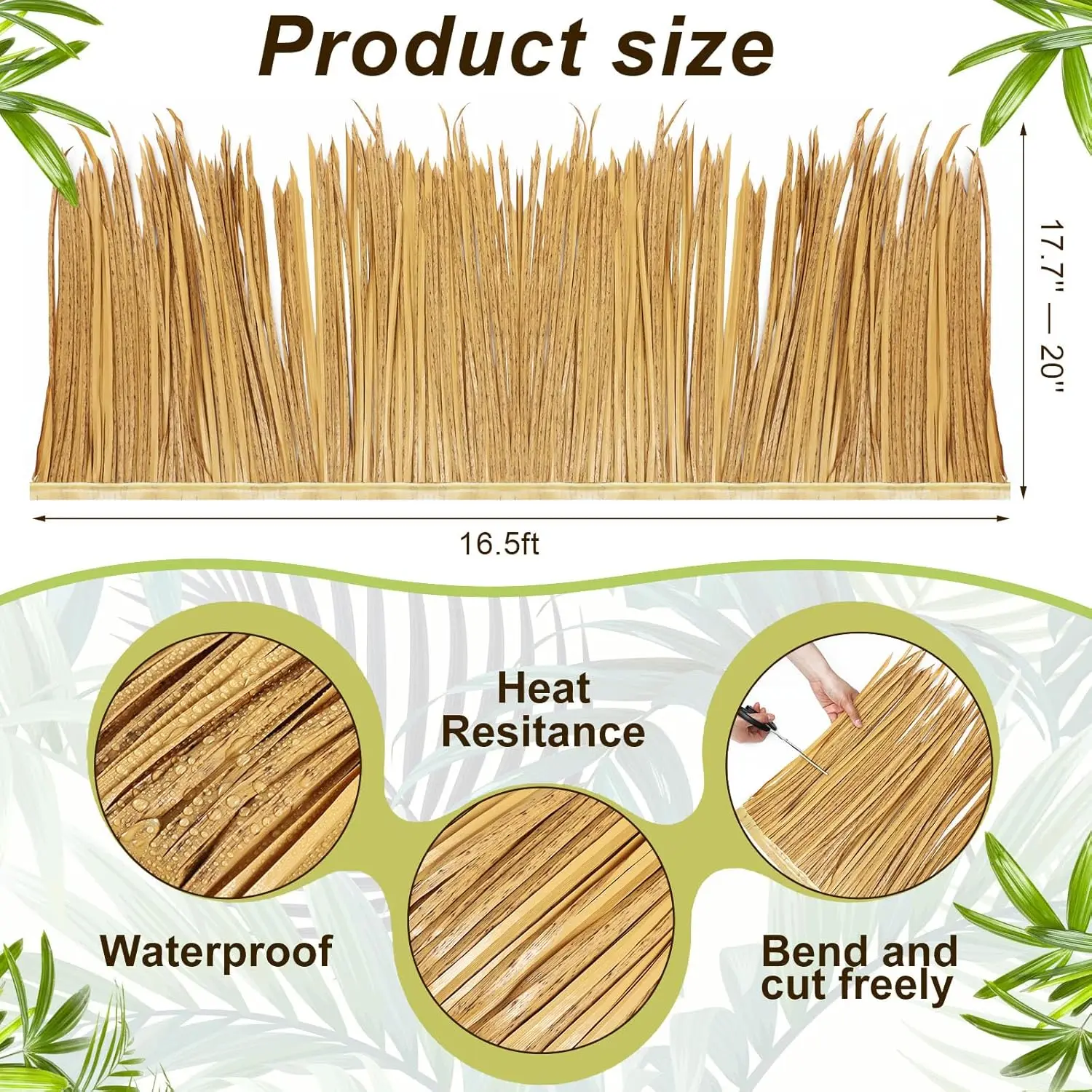 Artificial Palm Thatch for Garden Patio Party Decoration - Durable and Realistic