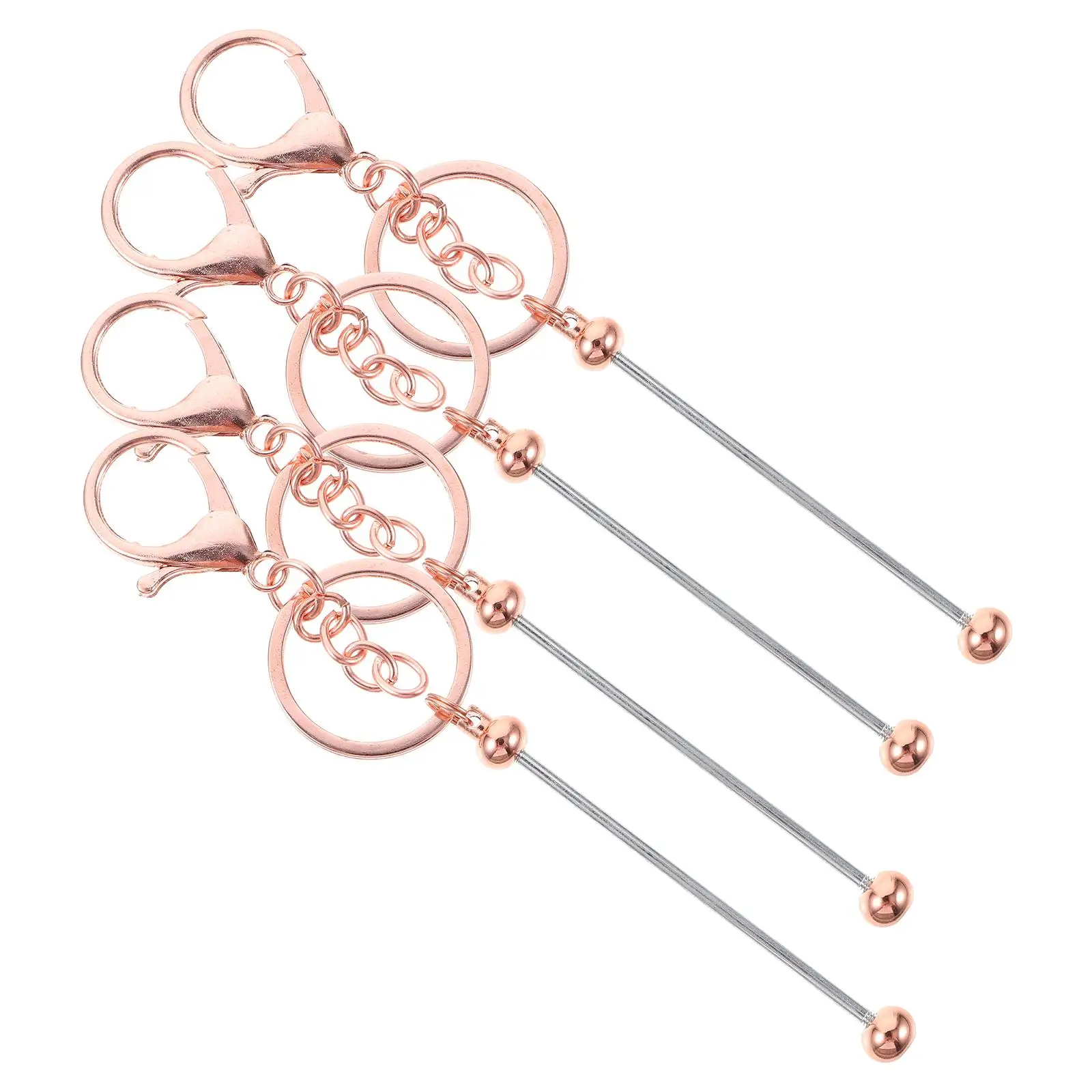 

4 Pcs Lanyard Beaded Keychain Keychains Retractable Stainless Steel Lanyards Portable