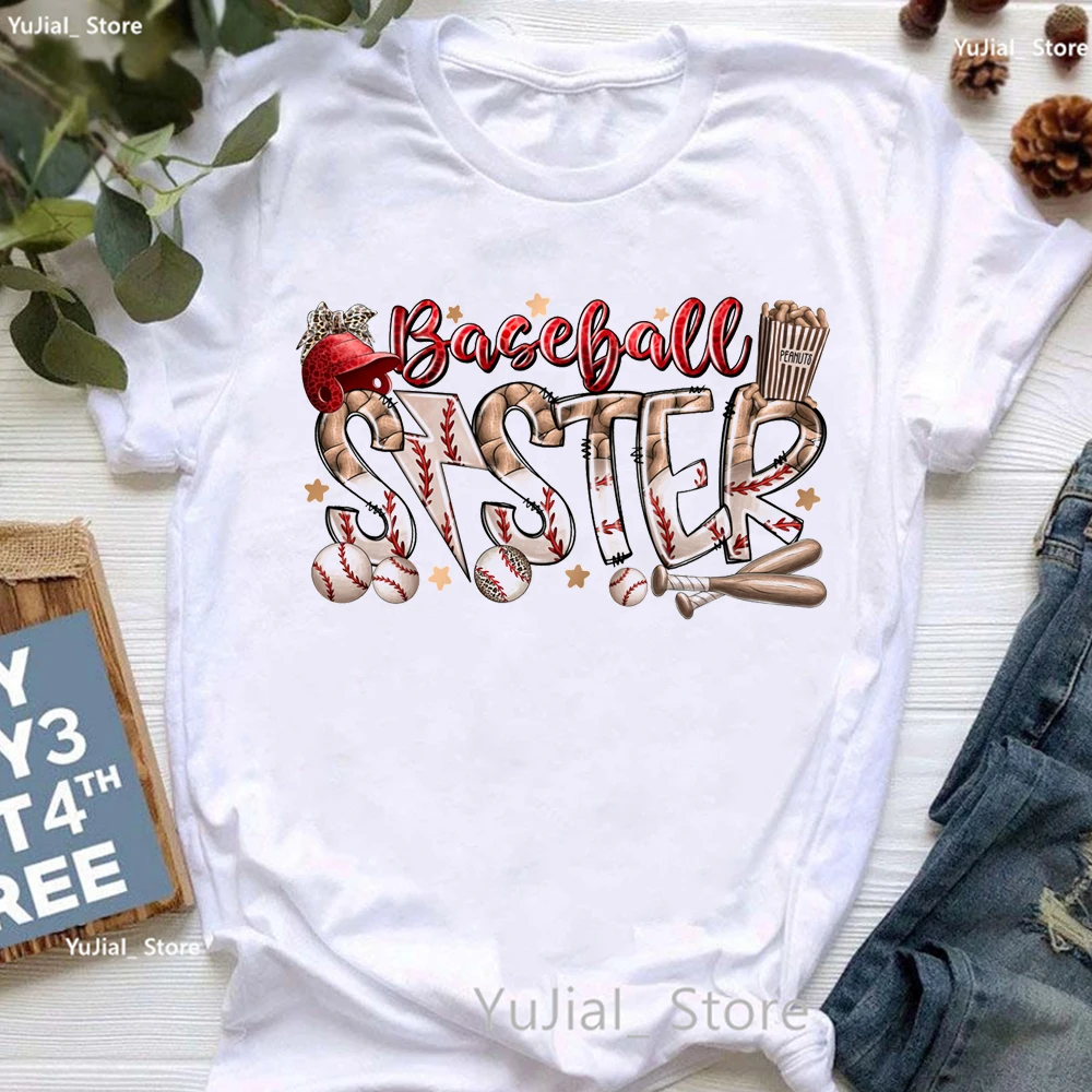 Funny Game Day Graphic Print T Shirt Girls Love Baseball Summer Fashion Tshirt Women Harajuku Shirt Leopard White T-Shirt Tops