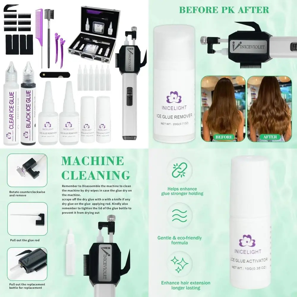 

Профессиональный набор для наращивания волос с холодным клеем и средством для снятия, общим весом 60 г